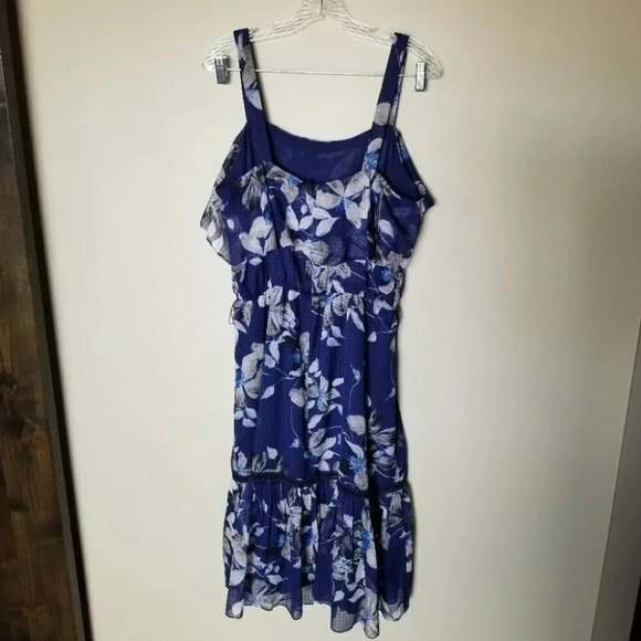 Eliza J Blue Floral Ruffle Midi Dress 14 - Picture 9 of 16